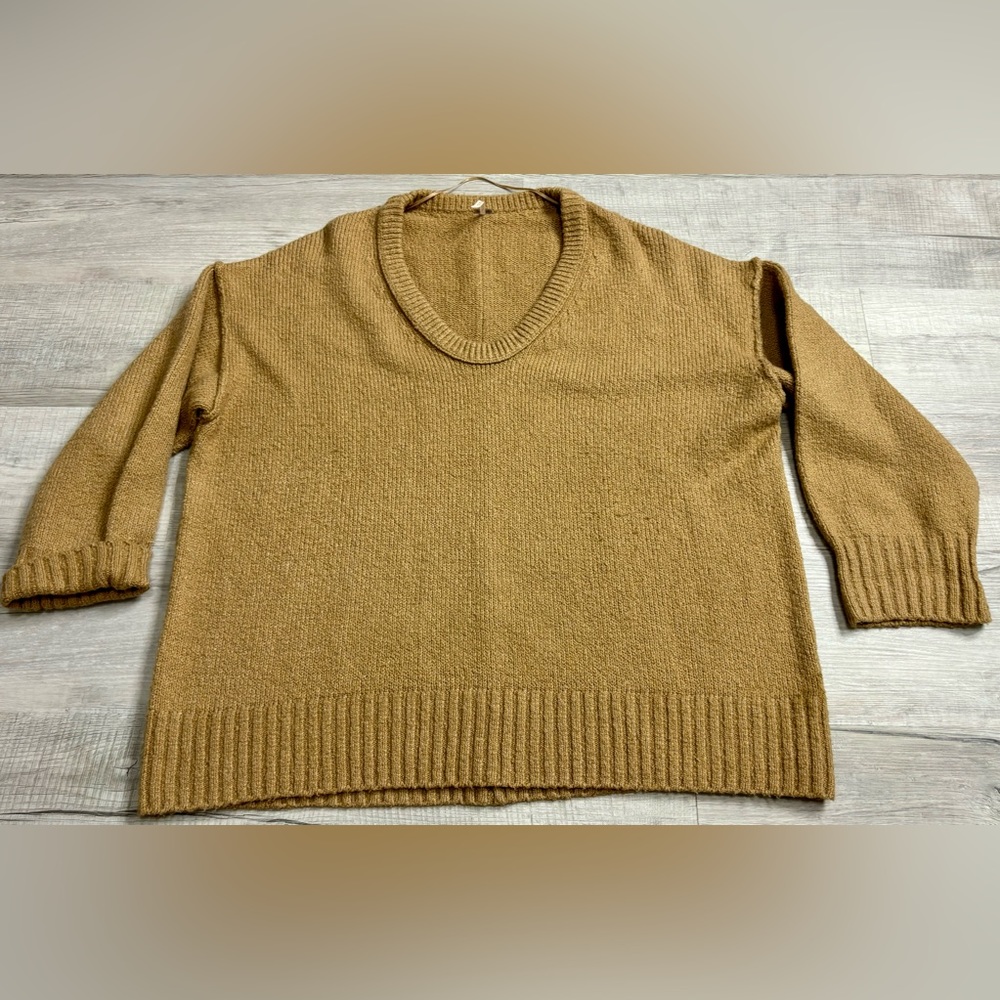 Free People Brookside Dolman-Sleeve Tunic Sweater, Desert Camel, Large - Picture 2 of 6